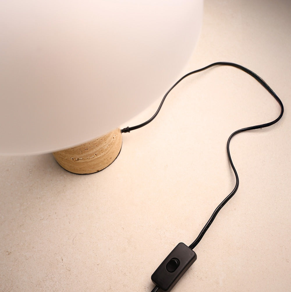 Lunara Tarvern Table Lamp in Travertine and Brass Gold