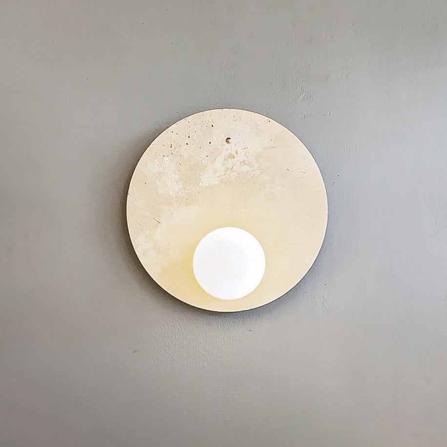Lunara Tavern Round Wall Light in Travertine