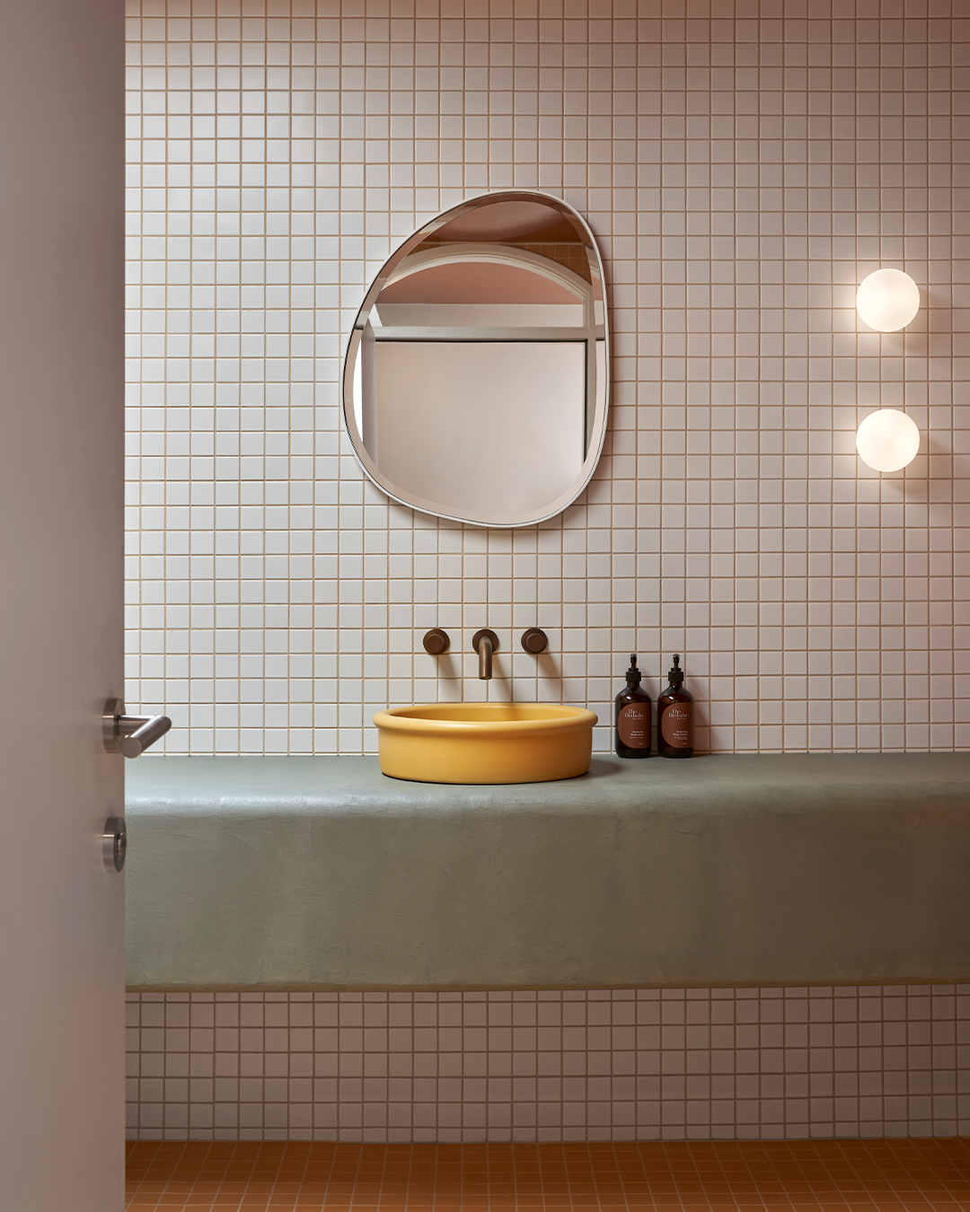 Nood Co Tubb Concrete Basin, installed in a finished bathroom