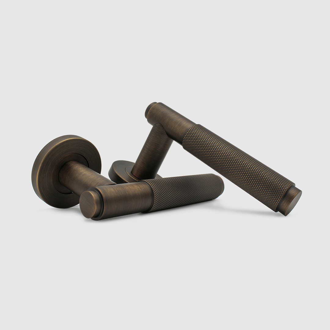Aged Bronze - Knurled Door Handle