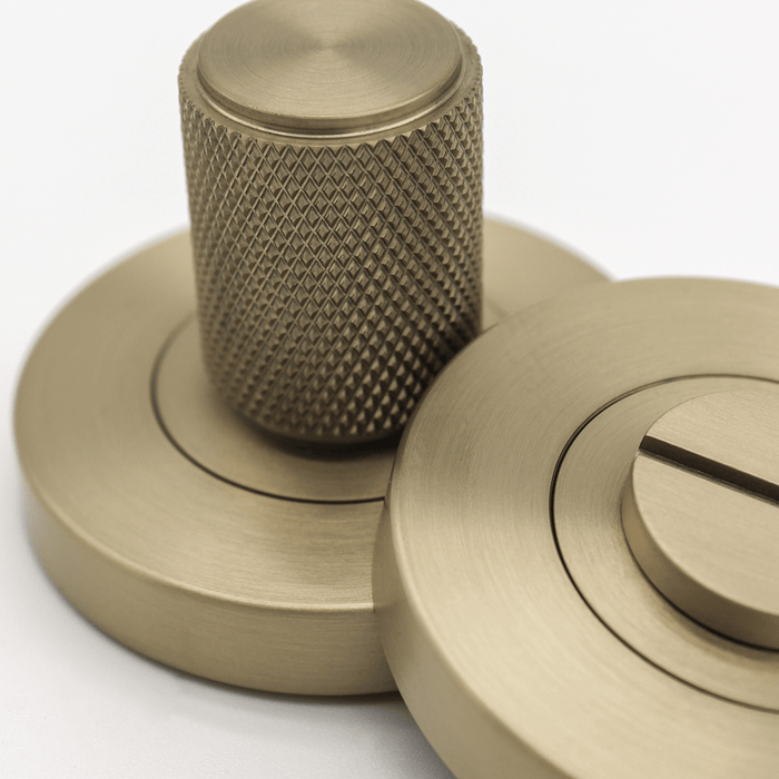 Knurled Privacy Turnsnib Lock in Brushed Gold | Zephra #Finish_Brushed Gold
