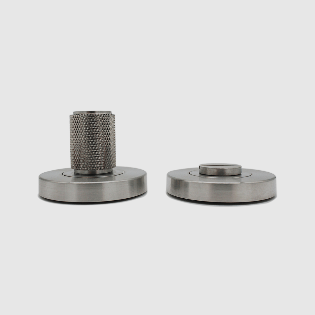 Brushed Nickel - Knurled Privacy Turnsnib Lock