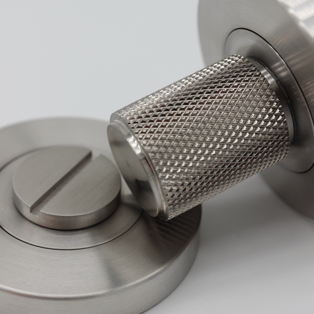 Knurled Privacy Turnsnib Lock in Brushed Nickel | Zephra