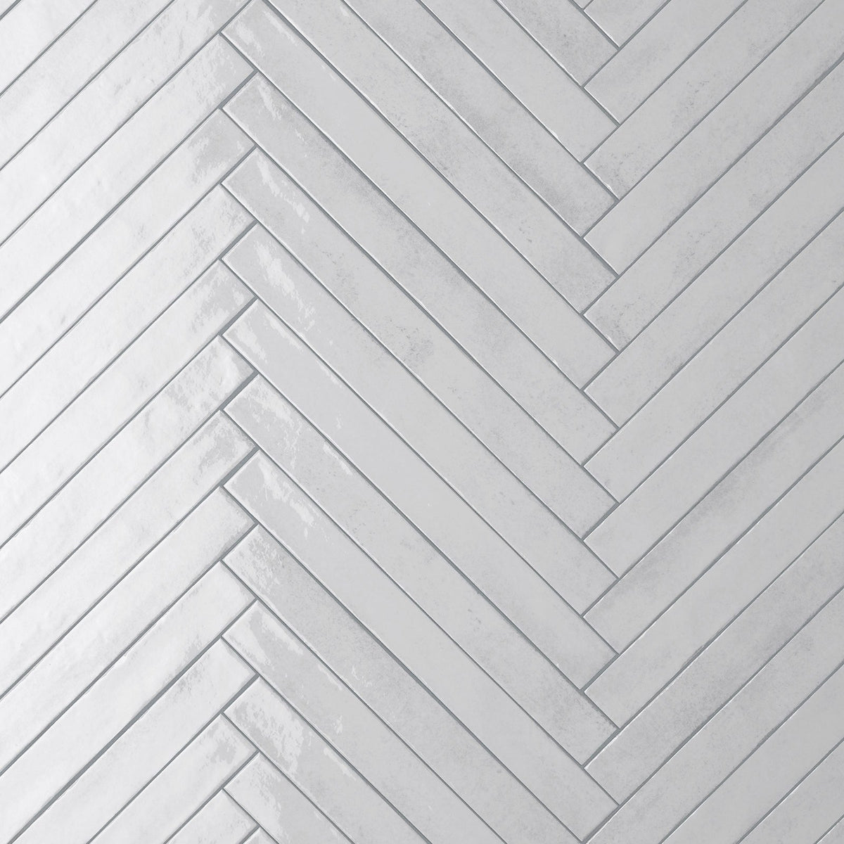 Life White 48 x 450 porcelain tiles laid in herringbone