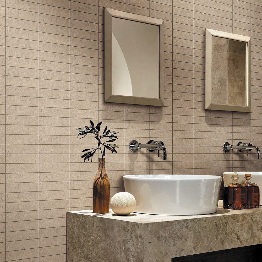 Kazoku Sabi Matt Glazed Japanese Mosaic Tille in Brown, Charcoal, Coffee, White & Khaki Green