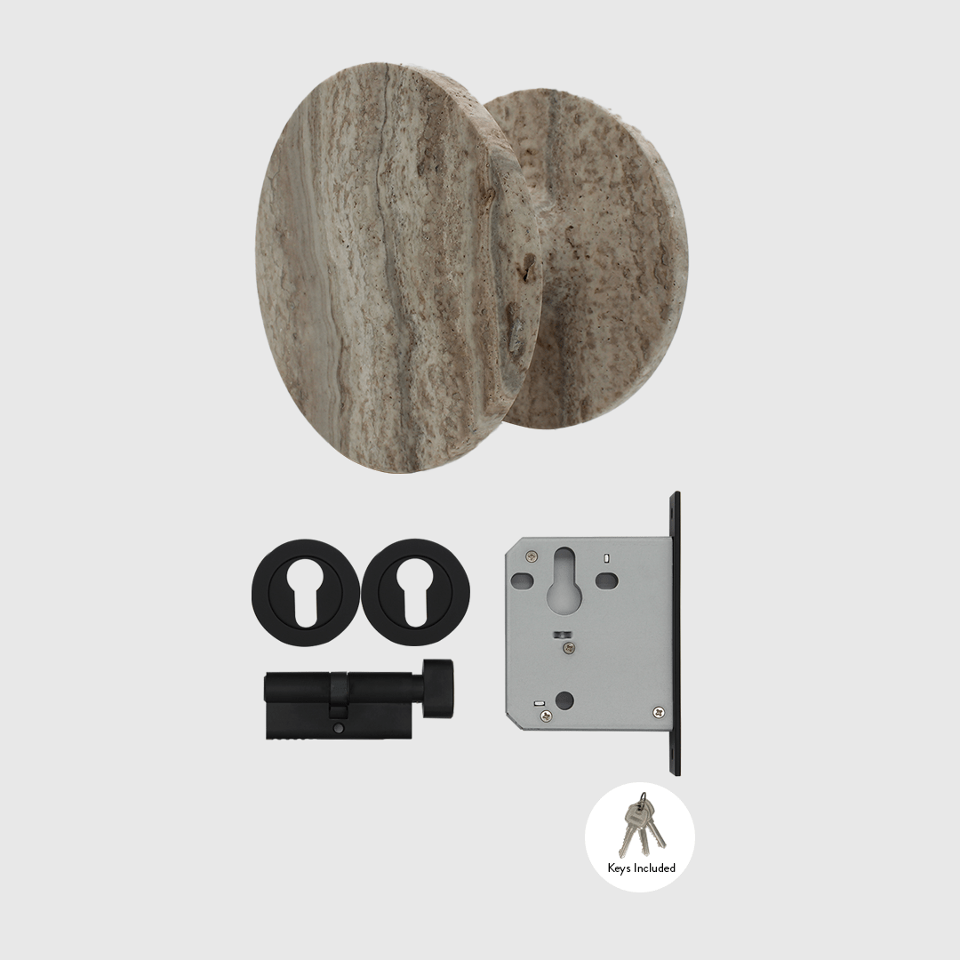 Lock & Entry Door Package in Silver Travertine | Zephra