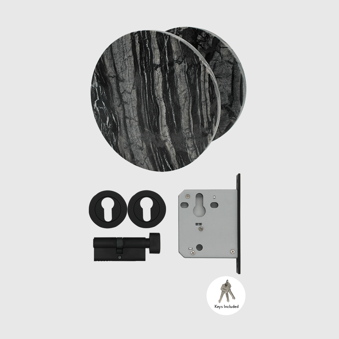 Lock & Entry Door Package in Silver Wave Marble | Zephra