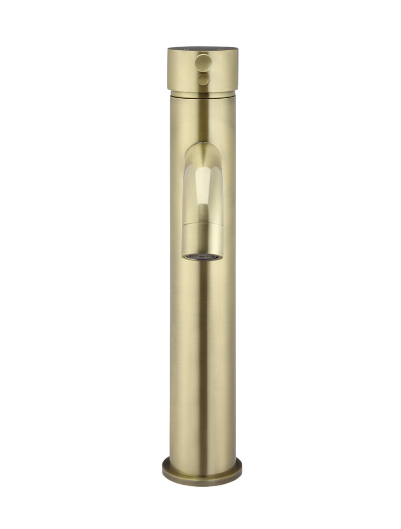 Round Tall Basin Mixer Curved in Tiger Bronze | Meir