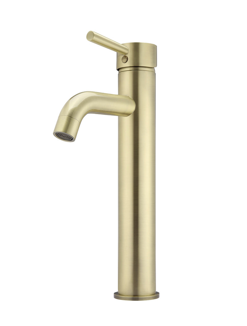 Round Tall Basin Mixer Curved in Tiger Bronze | Meir
