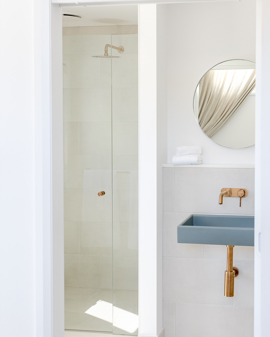 Nood Co Box Concrete Basin in Rowboat, installed in a finished bathroom (2)