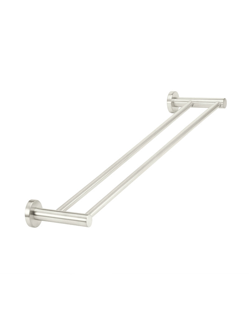 Brushed Nickel - Round Double Towel Rail 600mm