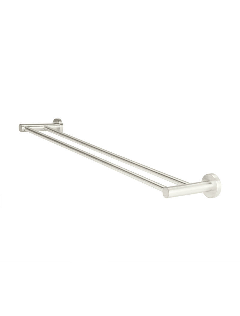 Round Double Towel Rail 600mm in Brushed Nickel | Meir
