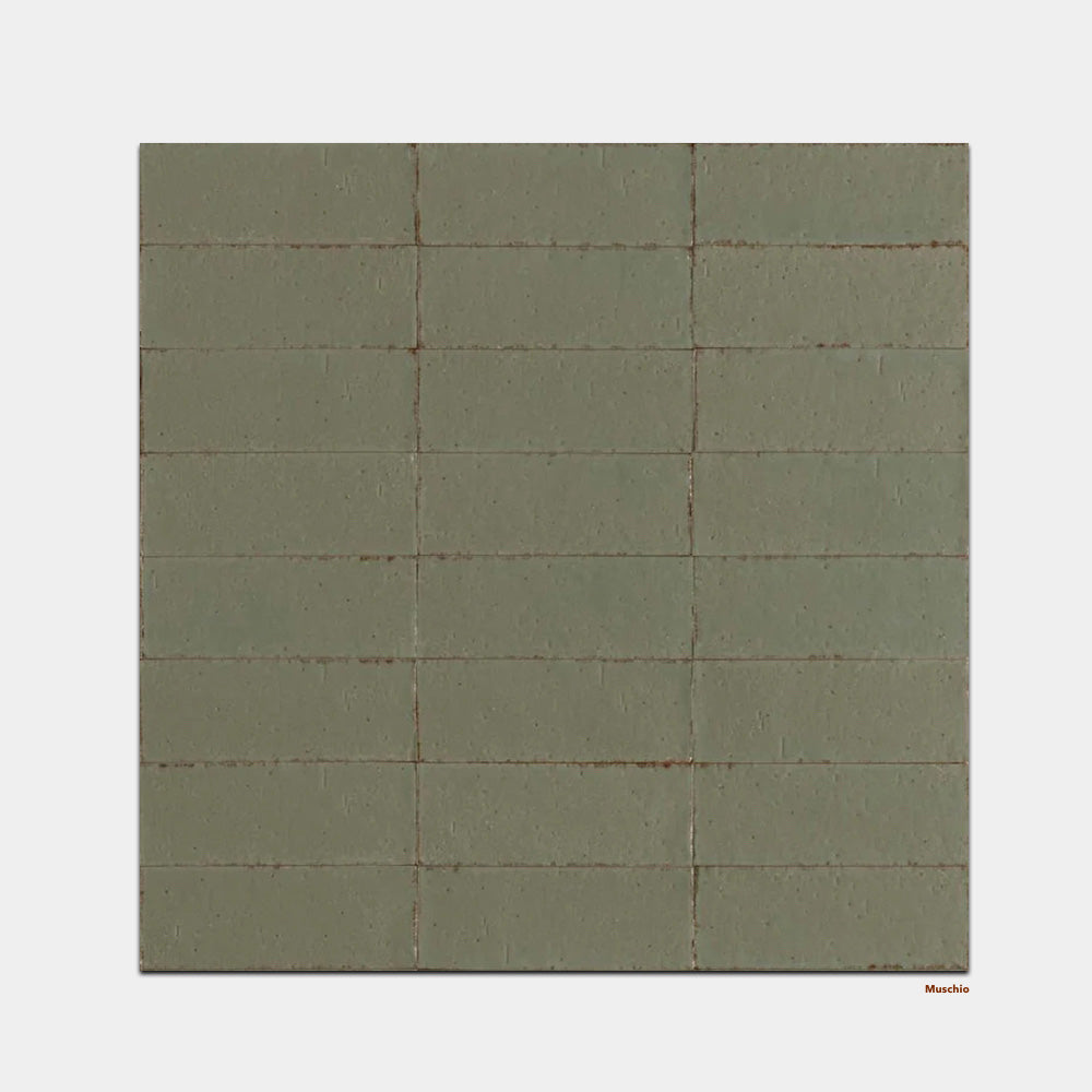 Glace Porcelain Wall Tile | Gloss Handmade Look Splashback Tile in Muschio