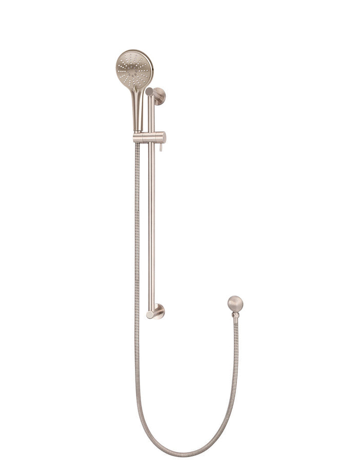 Round Three Function Hand Shower on Rail Column in Champagne | Meir #Colour_Champagne