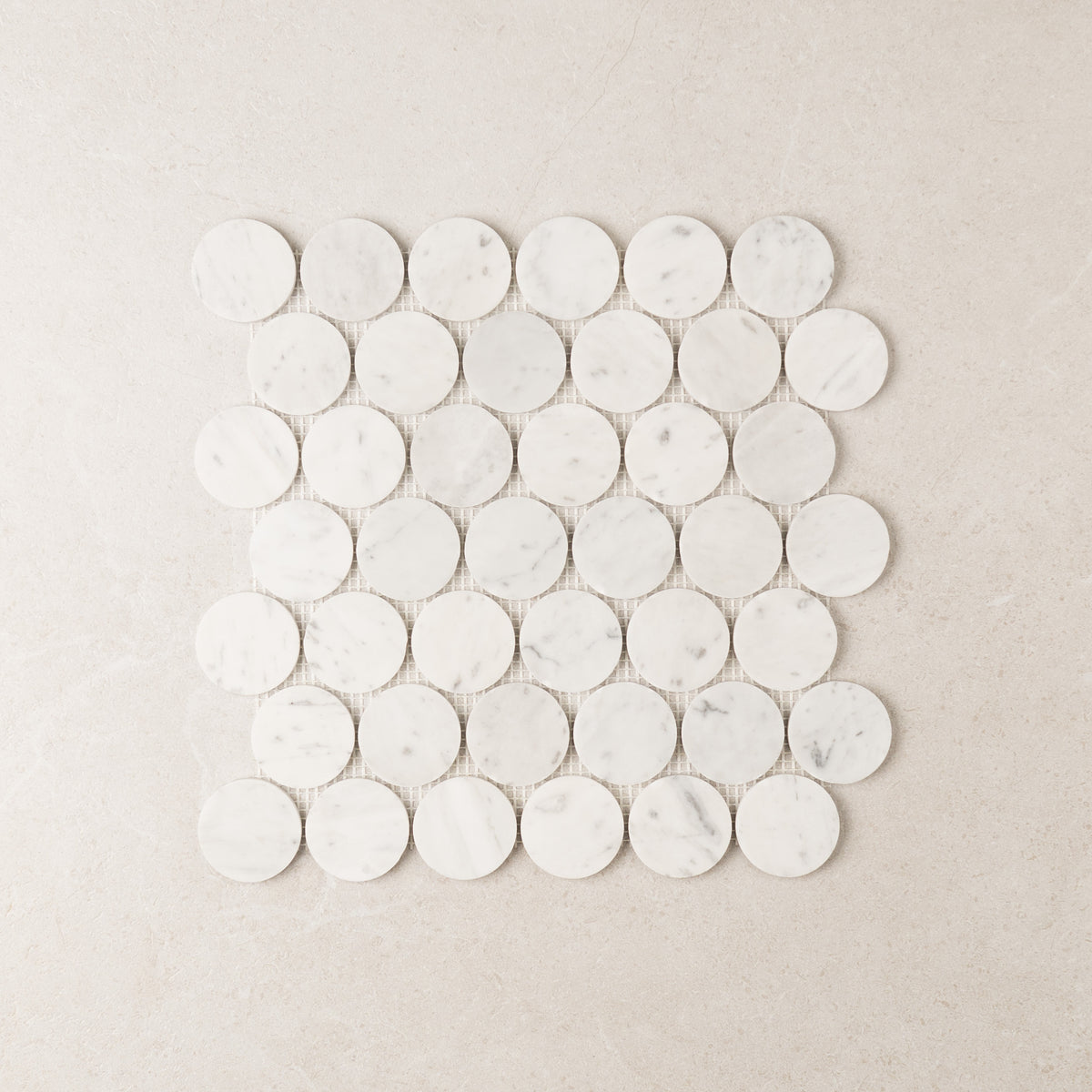 Carrara Penny Round Marble Mosaic | Honed Natural Stone