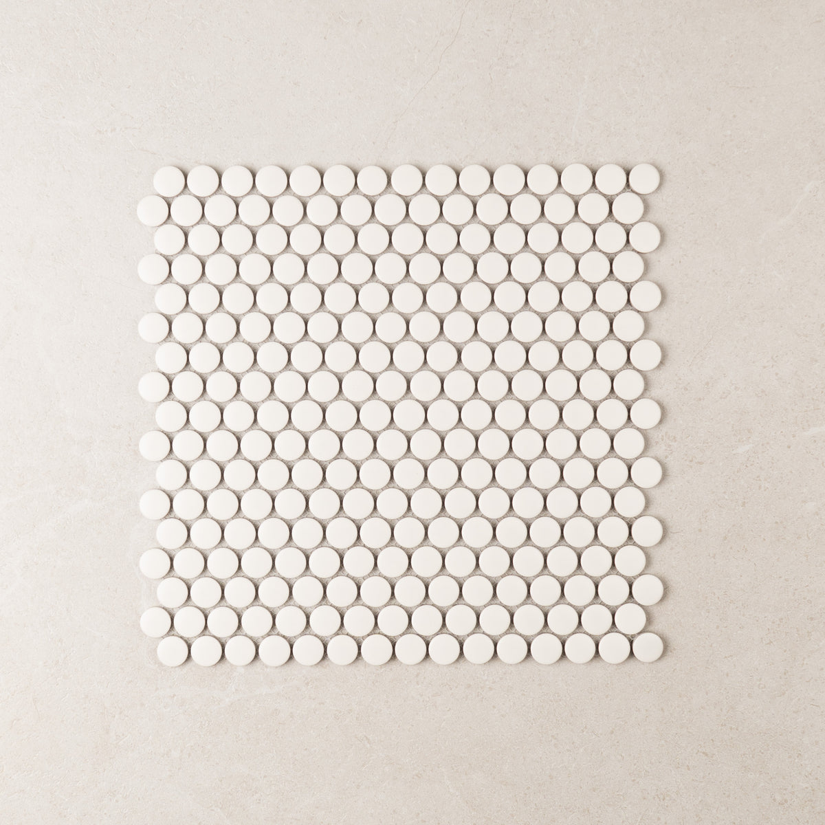 White Penny Round Mosaic – Matt finish