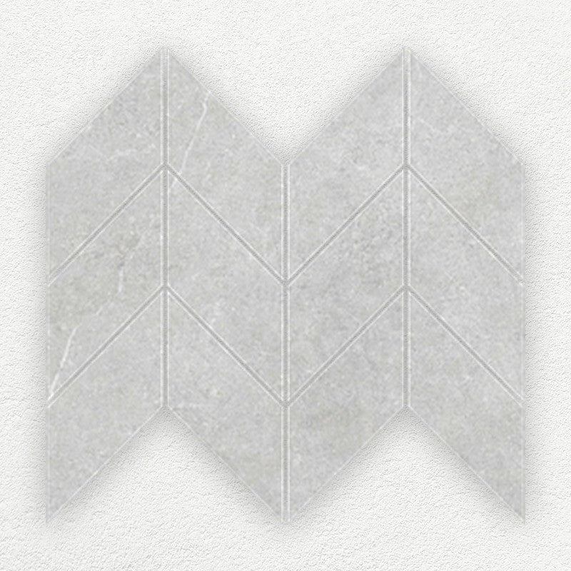 Pietra Grigio porcelain chevron mosaic sheet