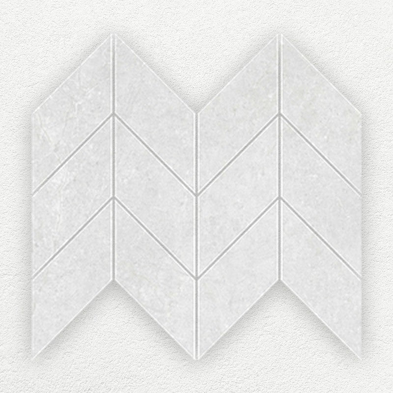 Pietra Silver porcelain chevron mosaic sheet