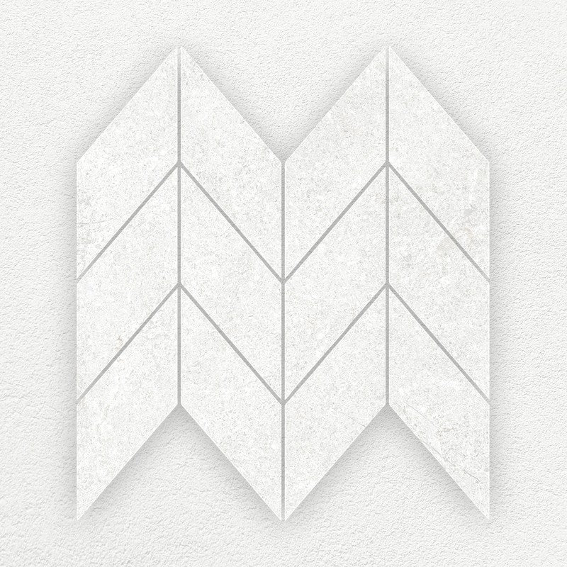Pietra White porcelain chevron mosaic sheet
