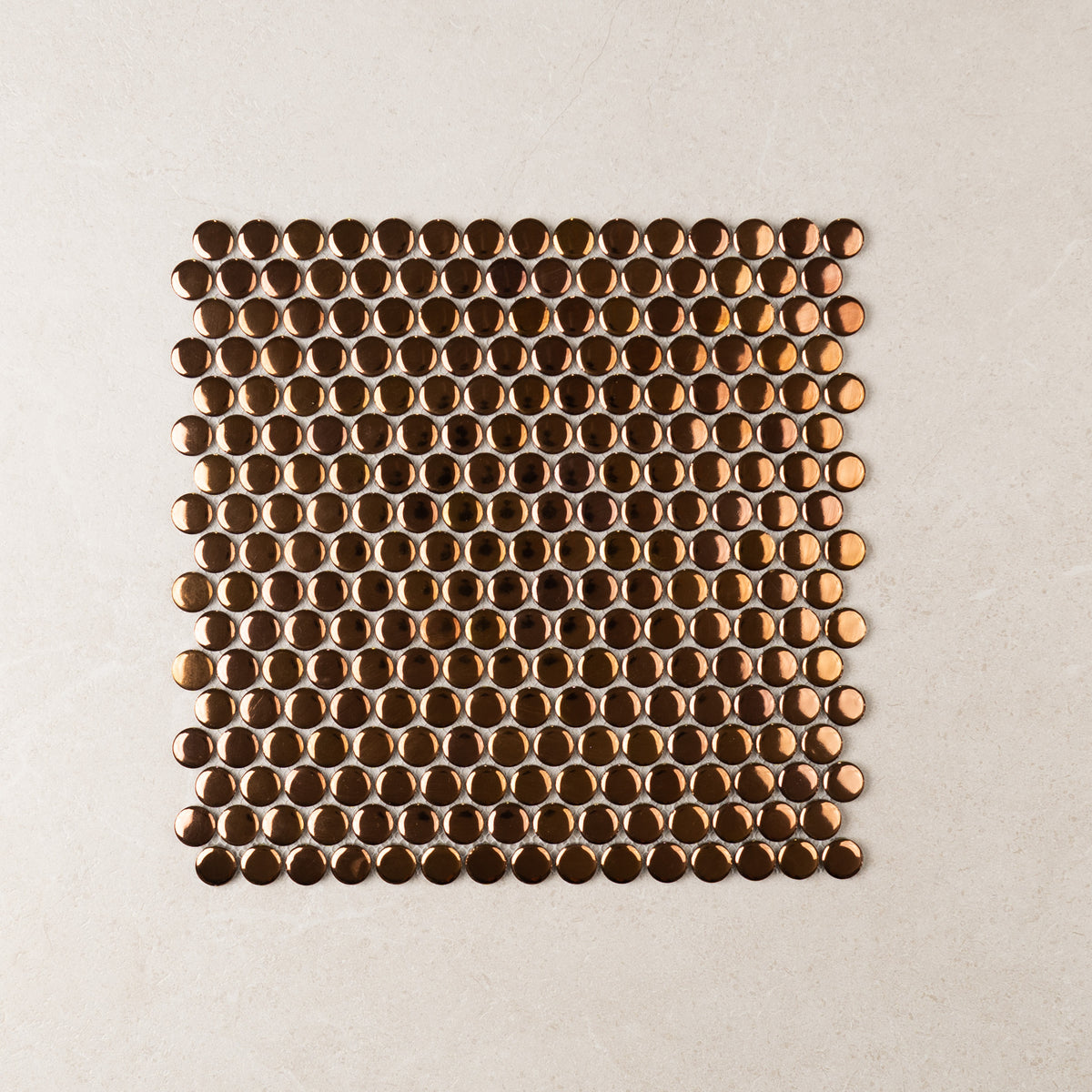 Rose Gold Penny Round Mosaic – Gloss finish