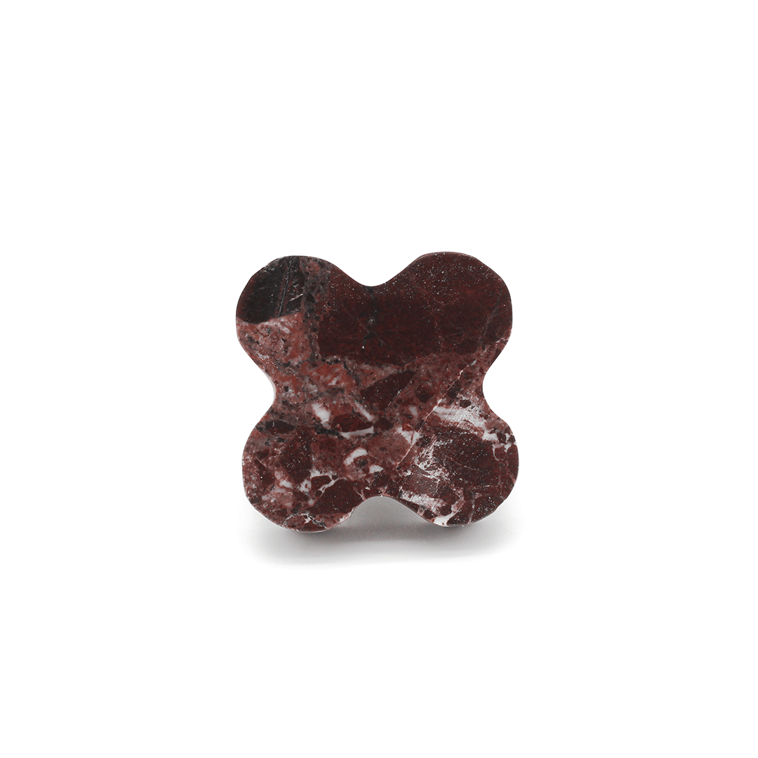 Stone Clover Cabinet Knob in Rosso Levanto | Zephra