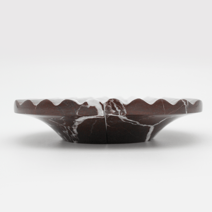 Stone Fluted Circular Cabinet Pull in Rosso Levanto | Zephra #Finish_Rosso Levanto
