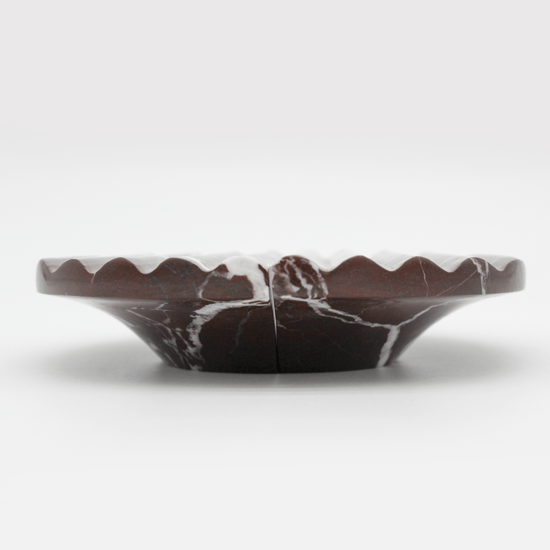 Stone Fluted Circular Cabinet Pull in Rosso Levanto | Zephra