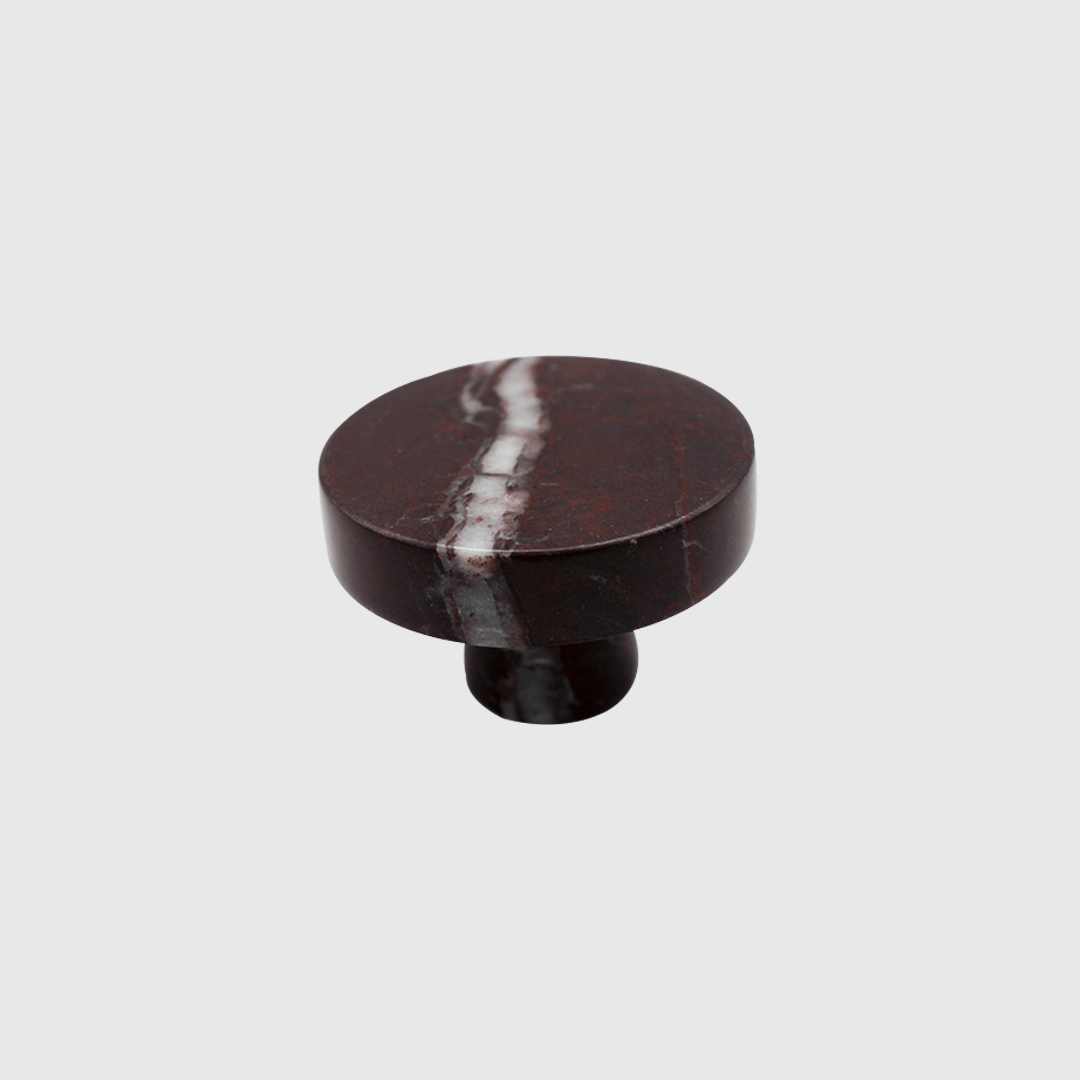 Stone Round Shower Screen Knob in Rosso Levanto | Zephra