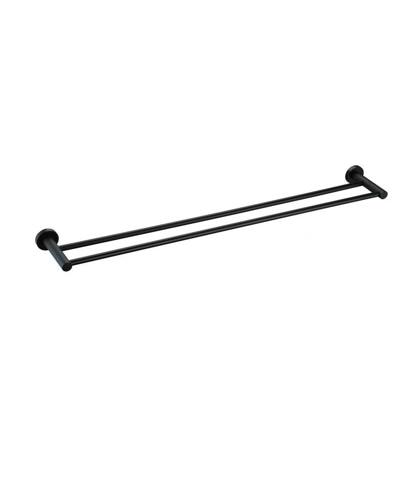 Round Double Towel Rail 600mm in Matte Black | Meir