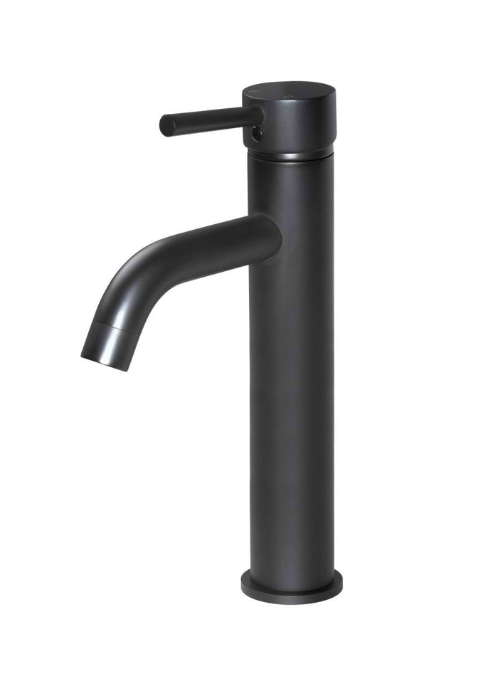 Round Tall Basin Mixer Curved in Matte Black | Meir #Colour_Matte Black