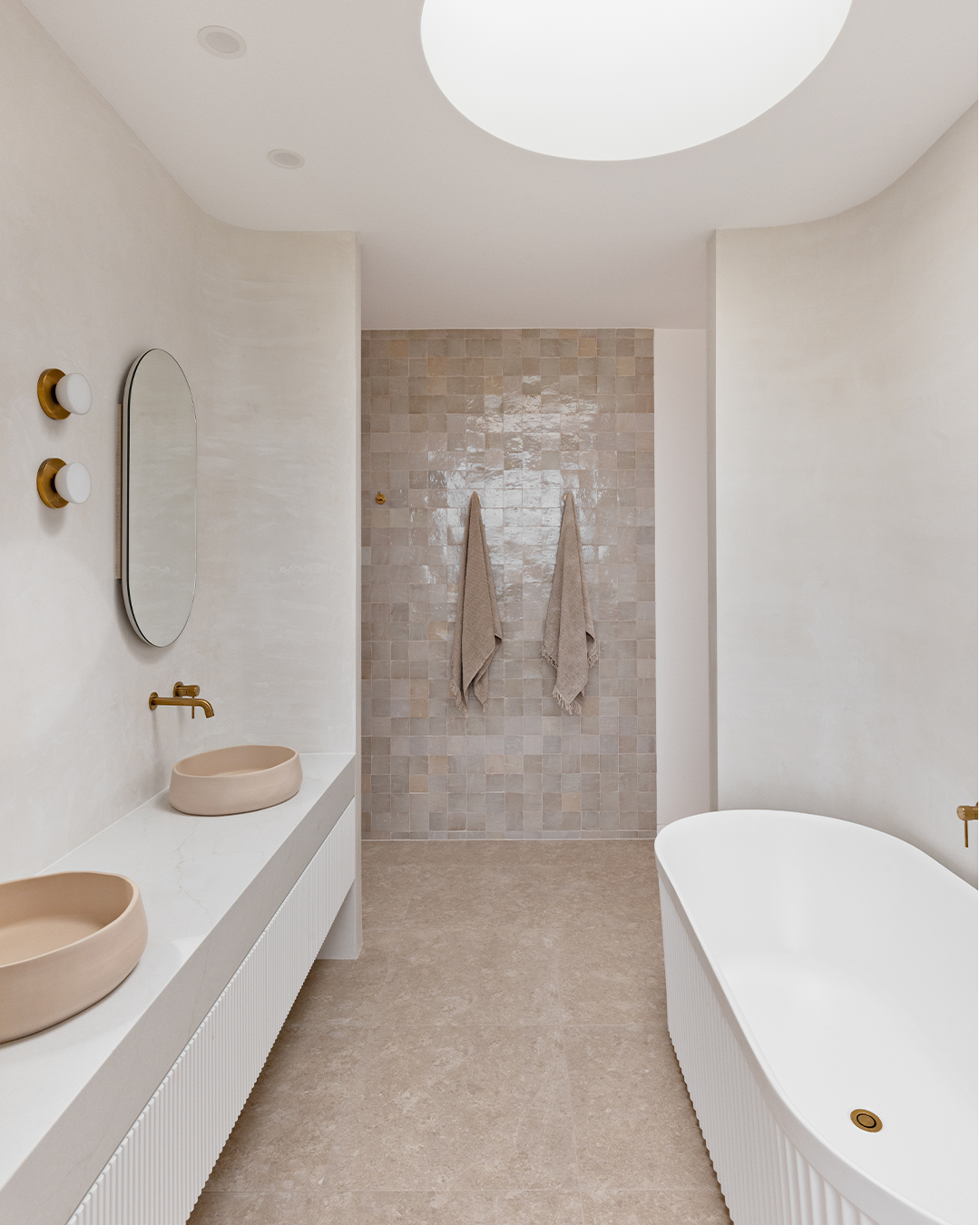 Nood Co Mill Concrete Basin in Nood, installed in a finished bathroom