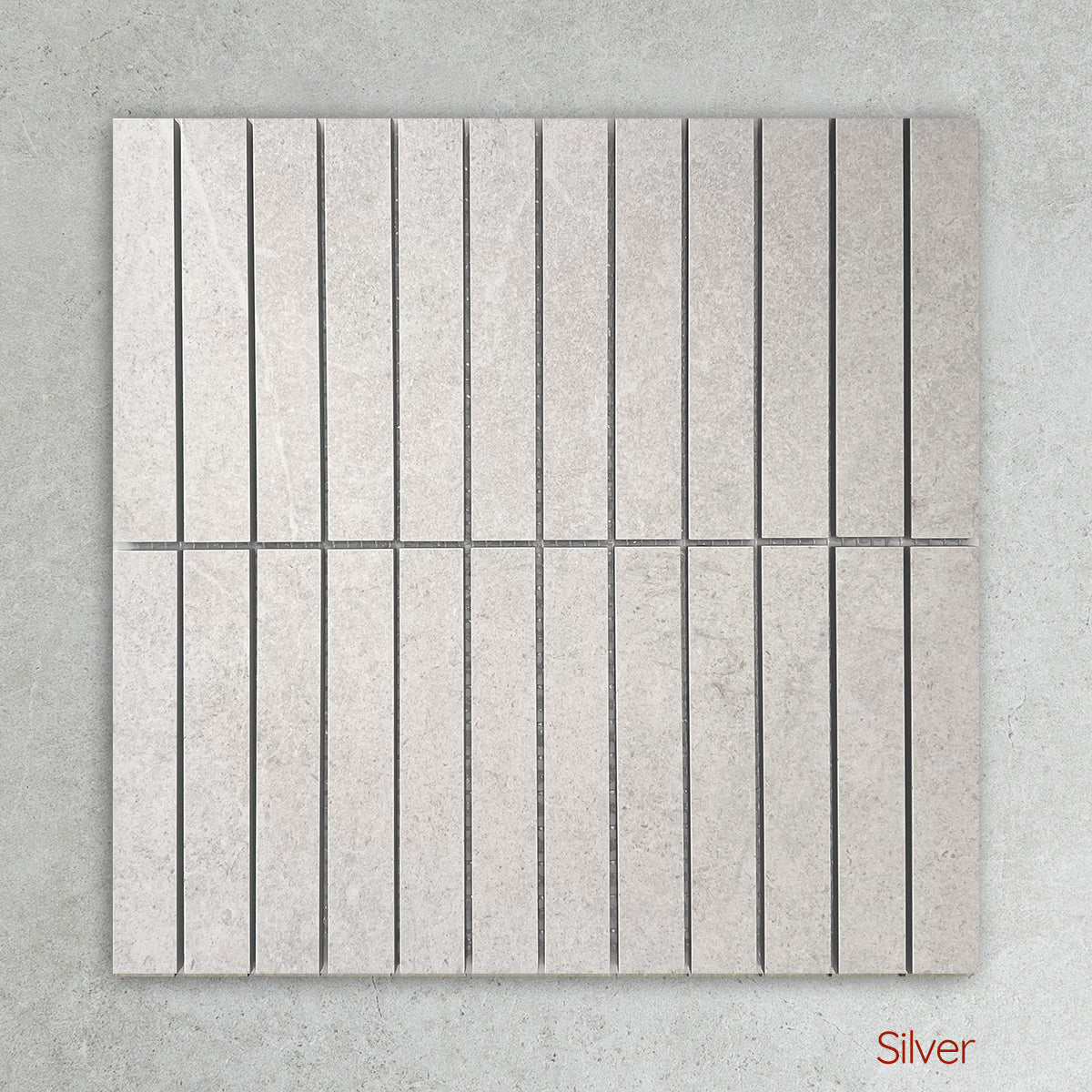 Jasper Stone Look Kit Kat Mosaic Tile in Silver, Matt finish