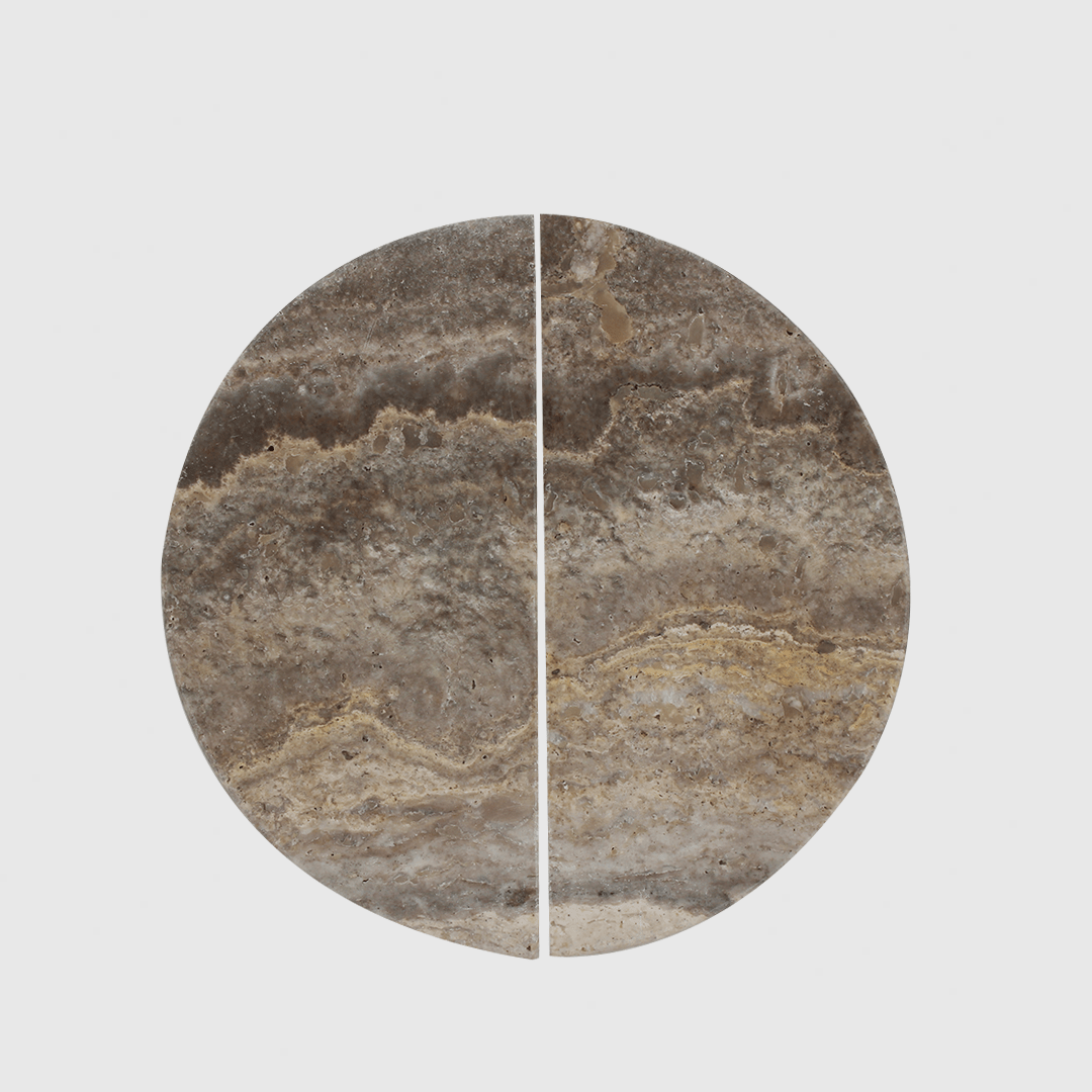 Silver Travertine - Stone Circular Cabinet Pull