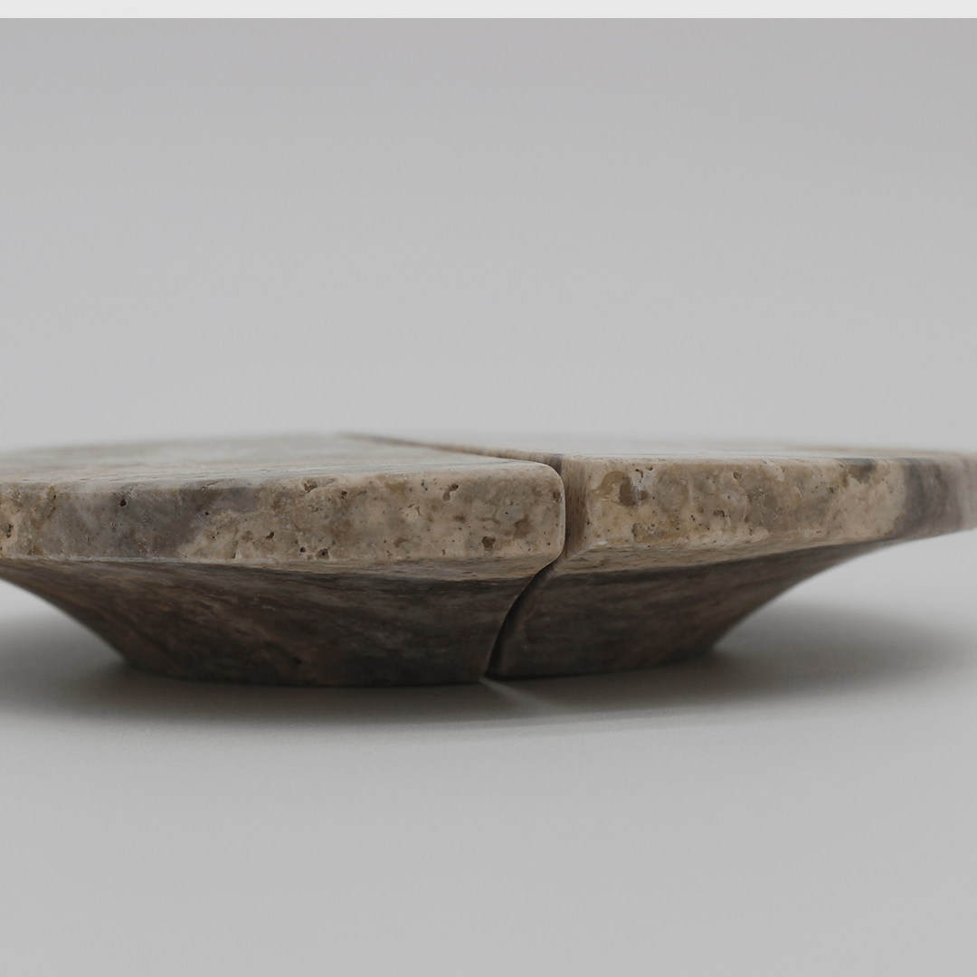Stone Circular Cabinet Pull in Silver Travertine | Zephra