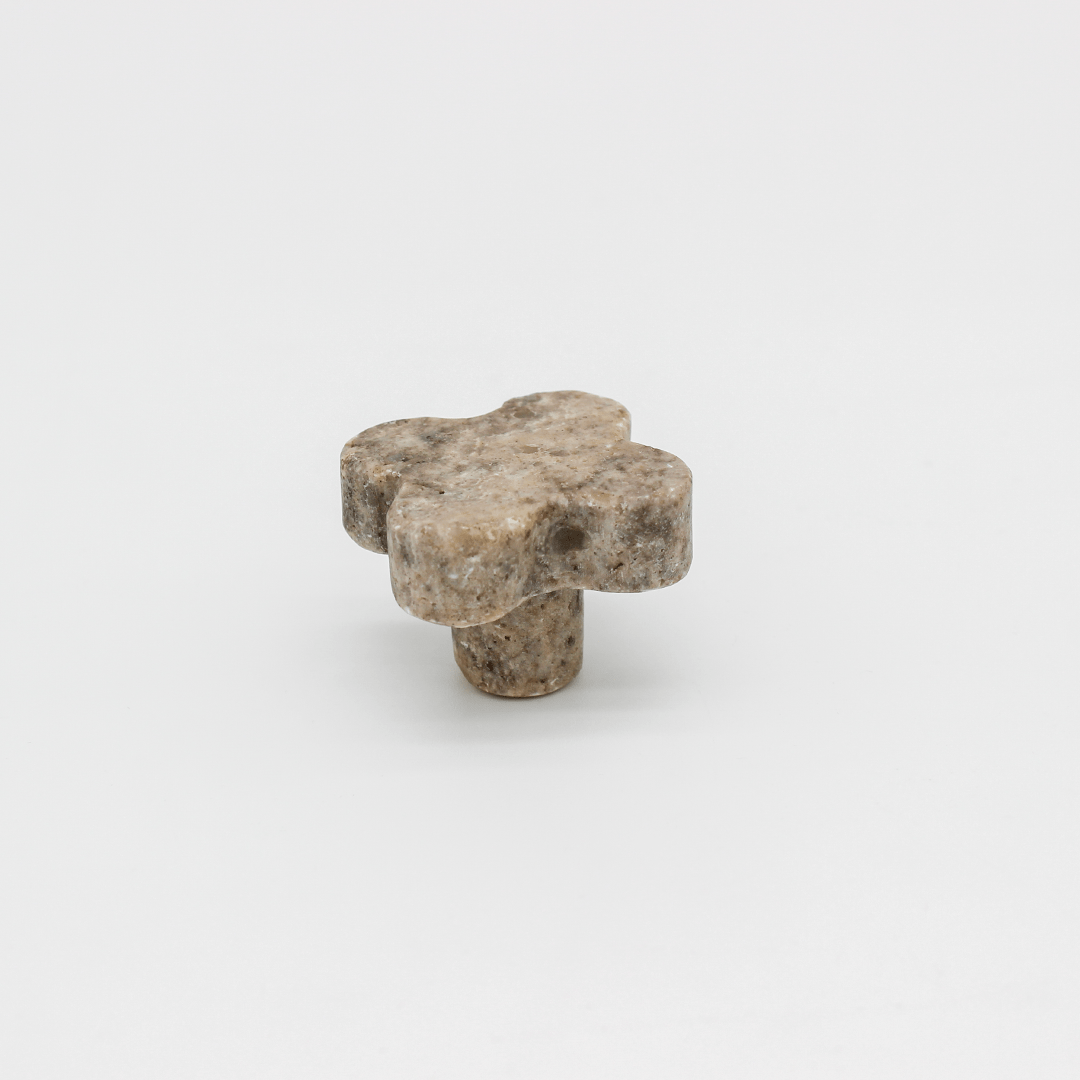 Stone Clover Shower Screen Knob in Silver Travertine | Zephra