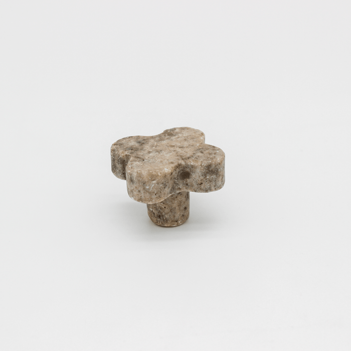 Stone Clover Cabinet Knob in Silver Travertine | Zephra #Finish_Silver Travertine