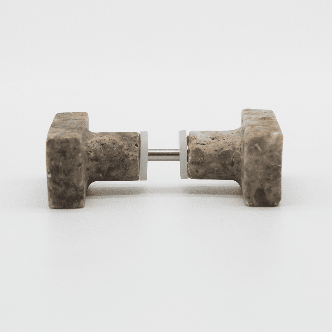 Stone Rectangular Shower Screen Knob in Silver Travertine | Zephra