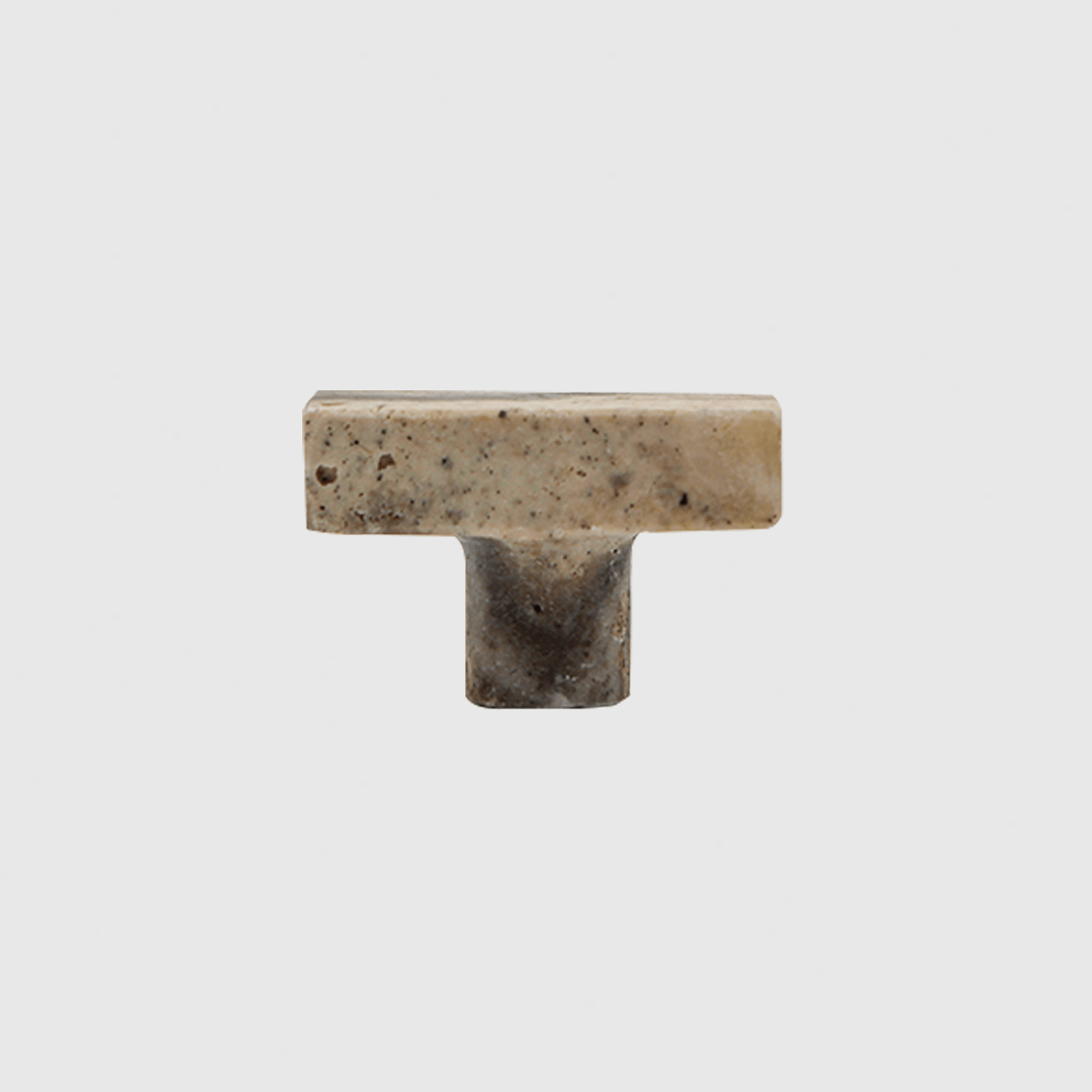 Silver Travertine - Stone Rectangular Cabinet Knob