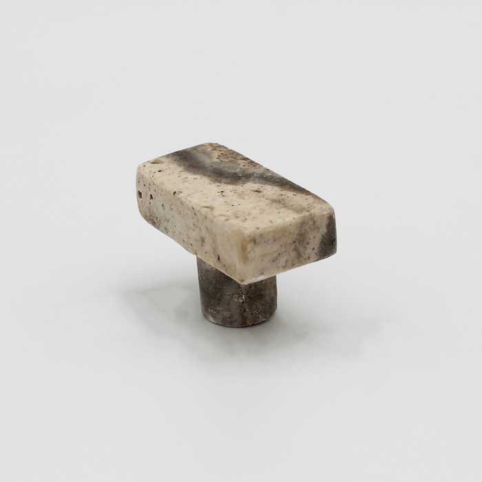 Stone Rectangular Shower Screen Knob in Silver Travertine | Zephra #Finish_Silver Travertine