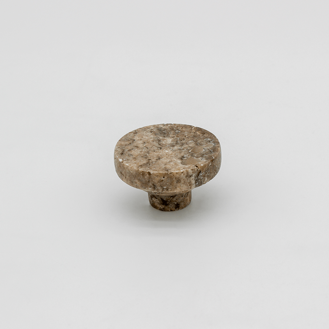 Stone Round Cabinet Knob in Silver Travertine | Zephra