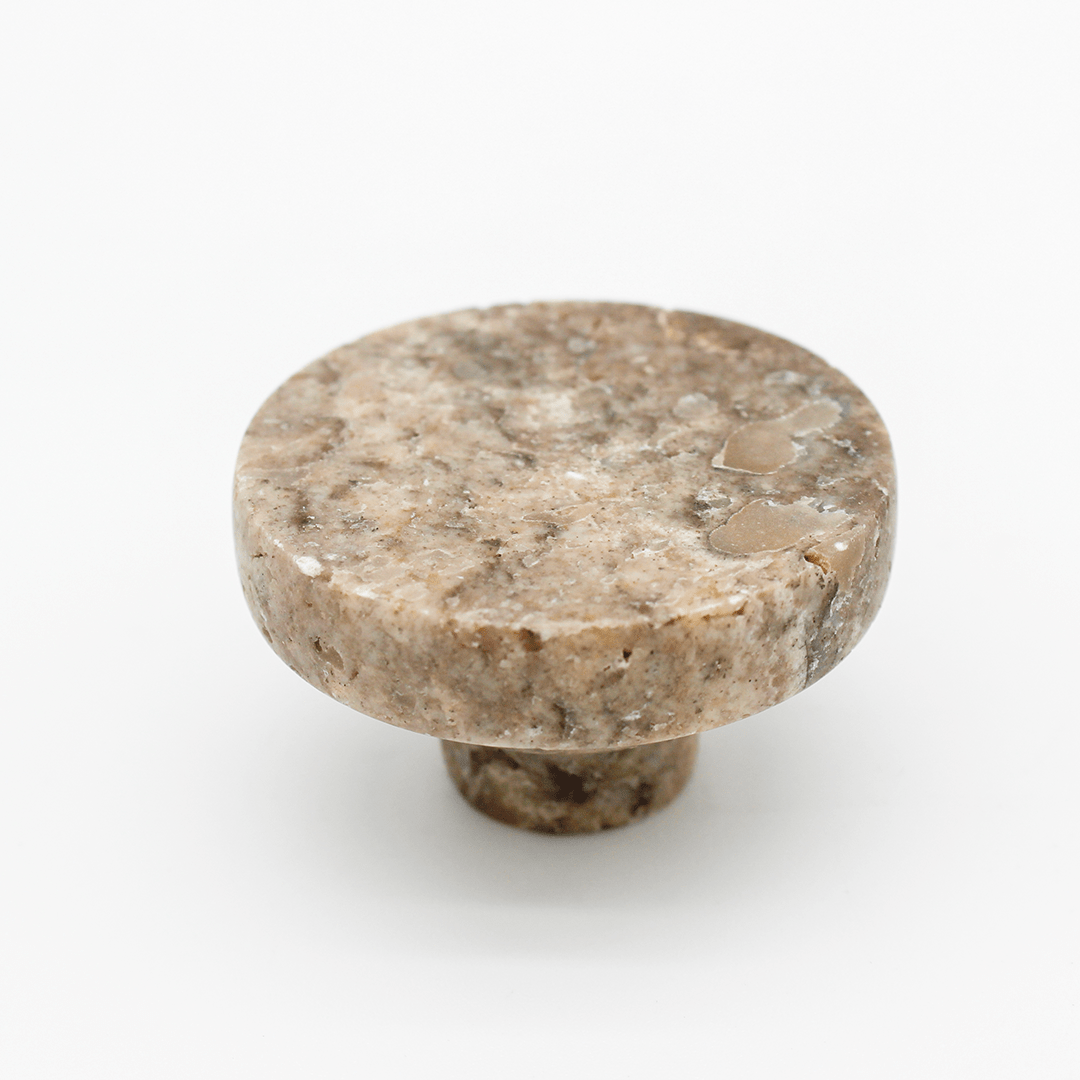 Stone Round Cabinet Knob in Silver Travertine | Zephra