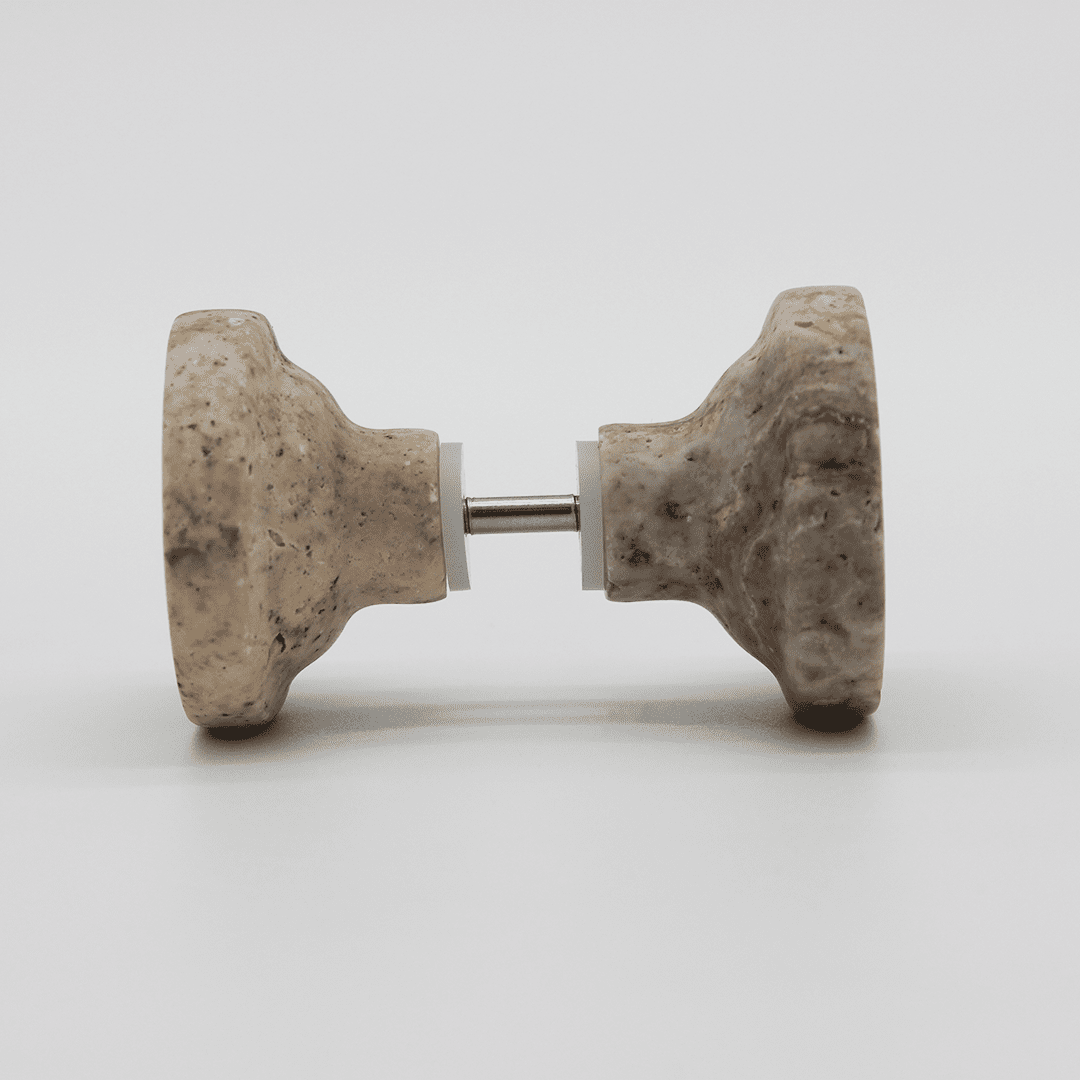 Stone Round Shower Screen Knob in Silver Travertine | Zephra