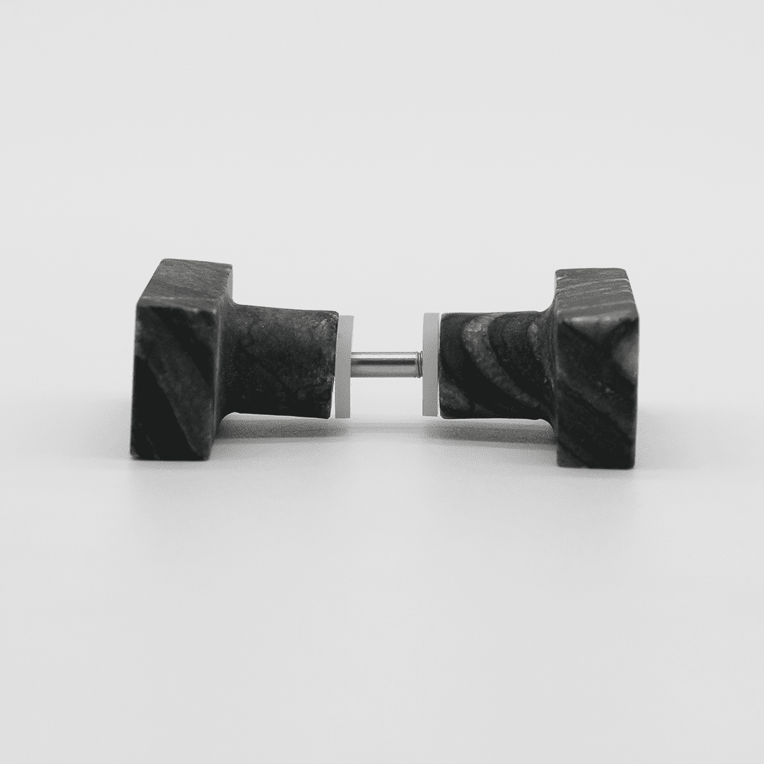 Stone Rectangular Shower Screen Knob in Silver Wave Marble | Zephra