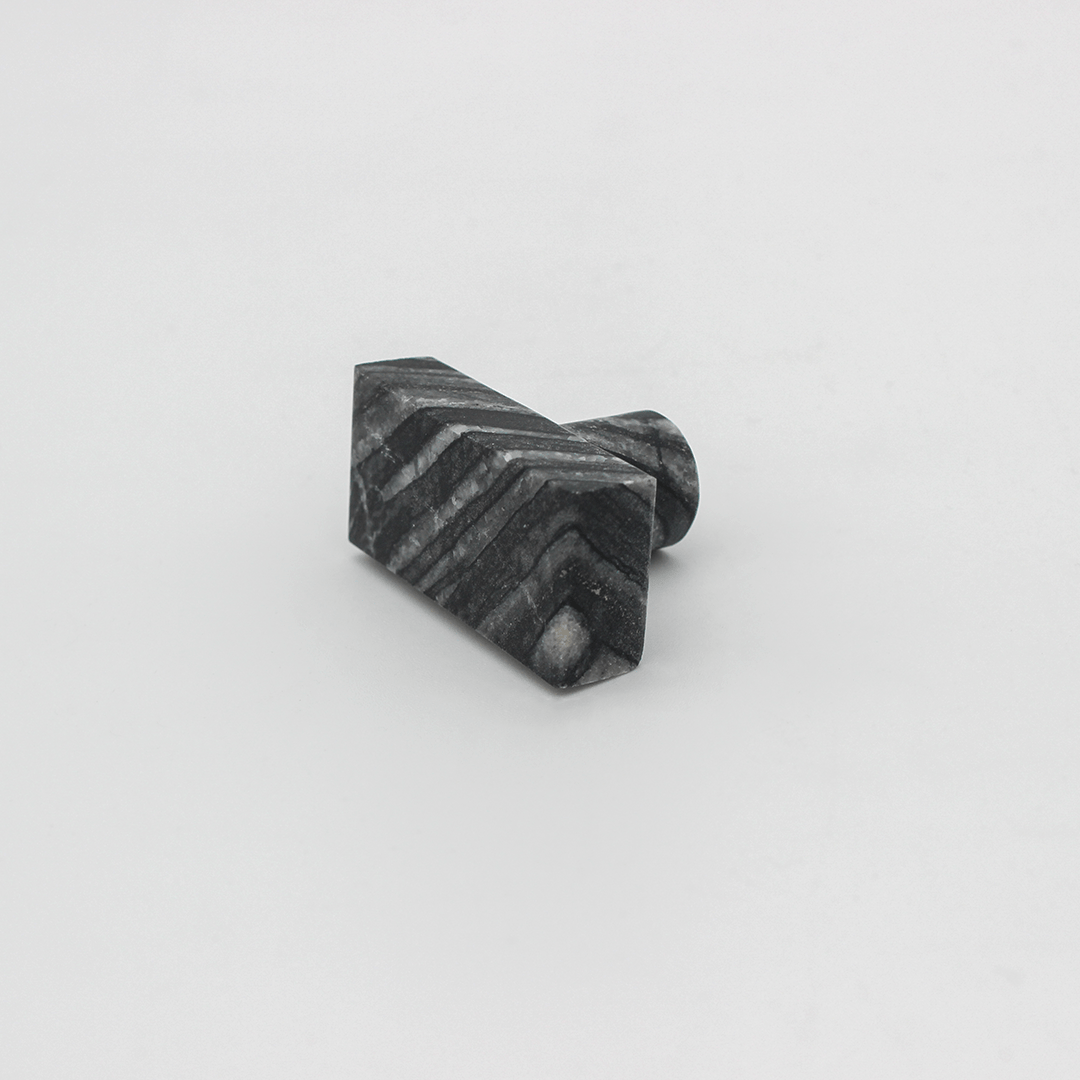 Stone Rectangular Shower Screen Knob in Silver Wave Marble | Zephra