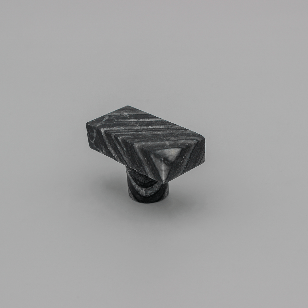 Stone Rectangular Cabinet Knob in Silver Wave Marble | Zephra