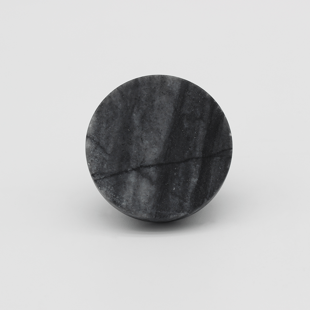 Stone Round Cabinet Knob in Silver Wave Marble | Zephra