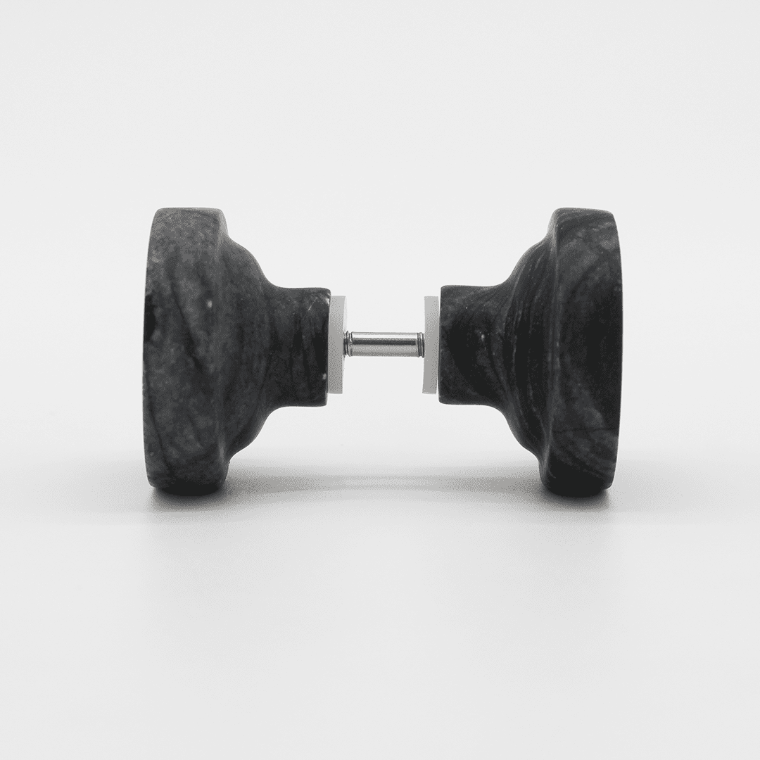 Stone Round Shower Screen Knob in Silver Wave Marble | Zephra
