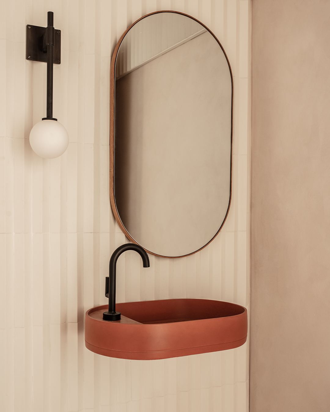 Nood Co Shelf Oval Concrete Basin installed in a finished bathroom (3)