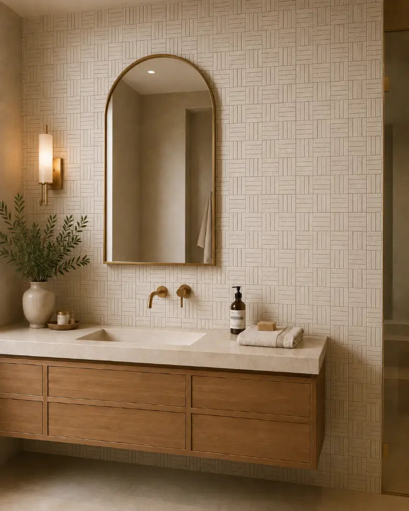 Travertine Cross Hatch Mosaic | Honed Natural Stone