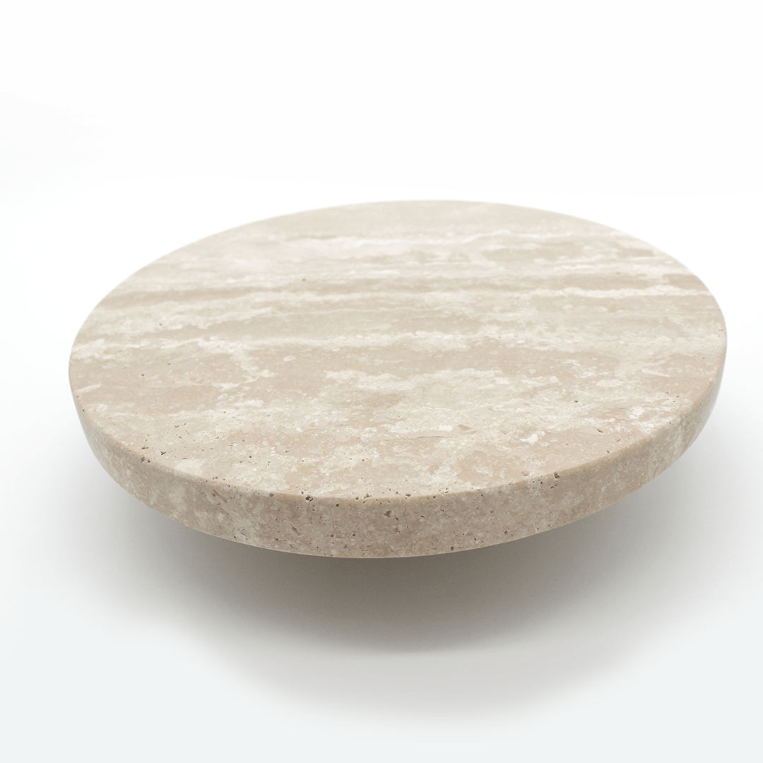 Stone Circular Front Door Entry Pull in Travertine | Zephra